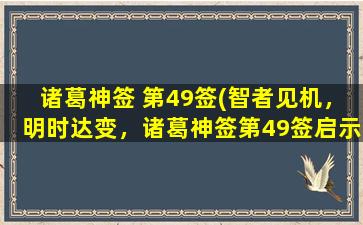 诸葛神签 第49签(智者见机，明时达变，诸葛神签第49签启示)